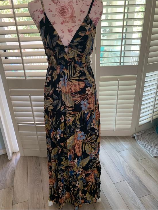 Angie Dresses & Skirts - Angie Black Floral V-Neck Maxi Dress with Tropical Print